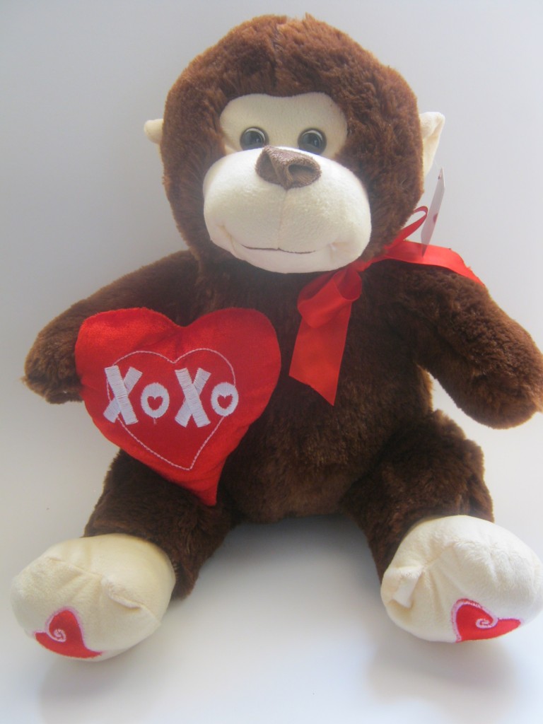 Monkey Teddy with Red Heart | flowerandballooncompany.com