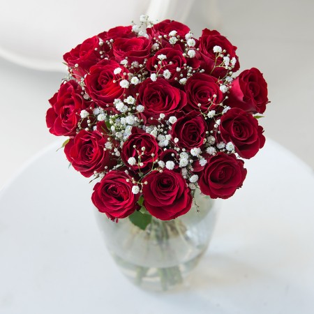 Valentine Roses with Baby’s Breath