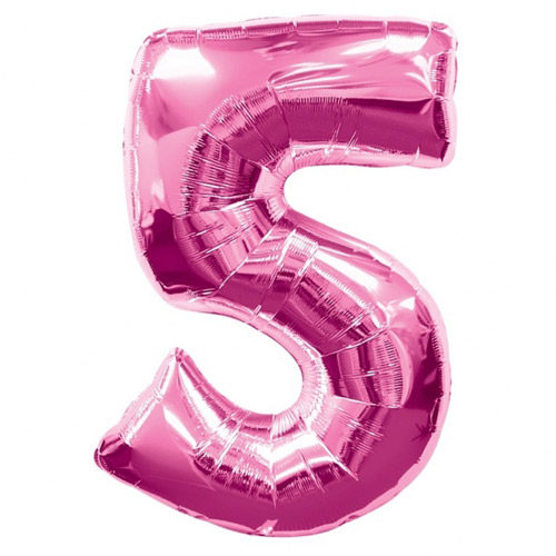 Number 5 Shape Balloon- Pink