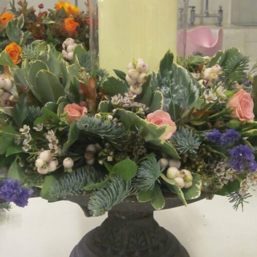 Floral Centerpiece with Pillar Candle