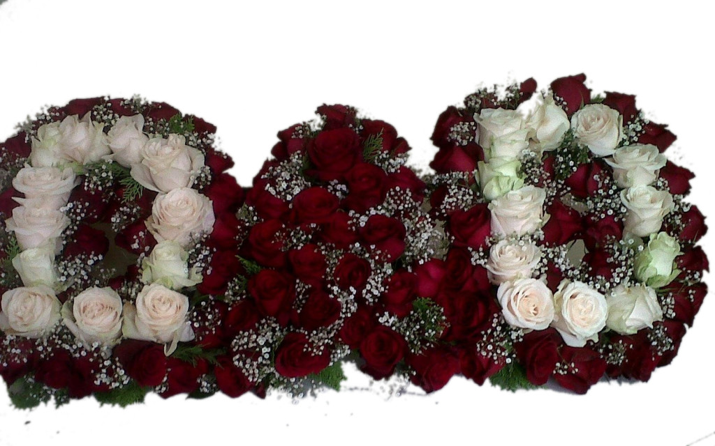 DAD Wreath- White and Red Roses