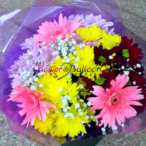 Chrysanths,Daisies & Gypso Vase Arrangement