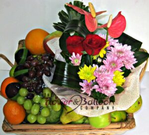 FRUIT BASKET AND FLOWER MIX