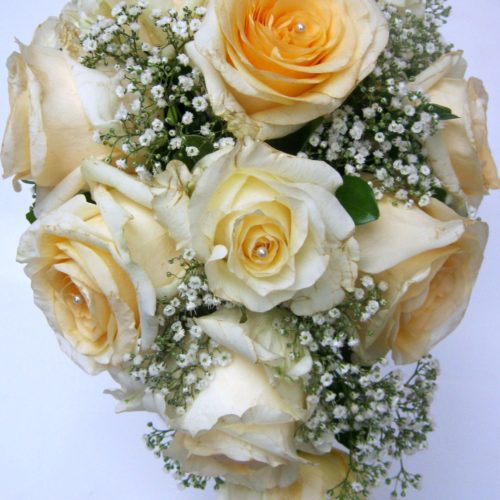 Cream Rose Cascade wedding Bouquet