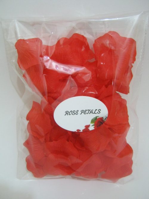 rose petals in a clear bag