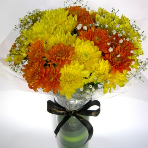 Yellow,Orange,Chrysanthemum and Vase