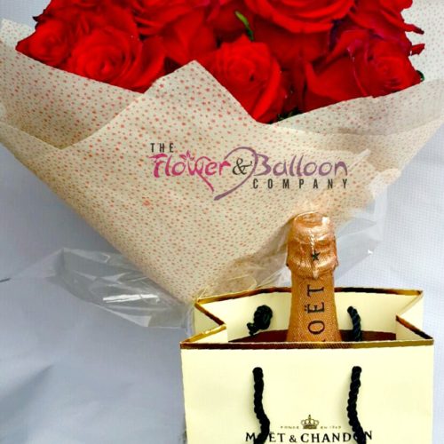 Premium Roses Bouquet & Moet Champagne