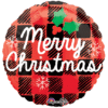 Merry Christmas Balloon with Plaid Design