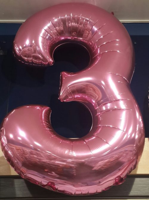 Number 3 foil balloon gift