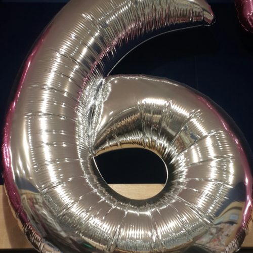 Large Number 6 Helium Filled Balloon