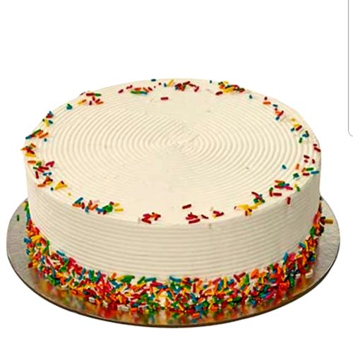 Round cake decorated with sprinkles