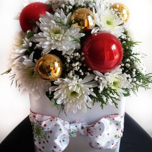 Christmas Flower Arrangement with Baubles