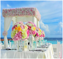 Outdoor Wedding venue flower arrangement