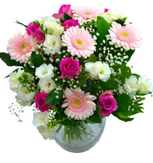 Mixed Flowers Pink and white Bouquet in a vase