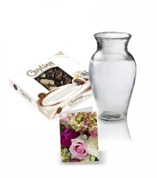 Vase,chocolate and card