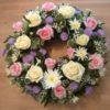 Pink & Cream Roses with Cream Daisies Wreath