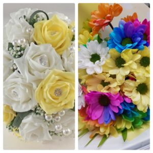 image showing fresh flower and artificial bouquet