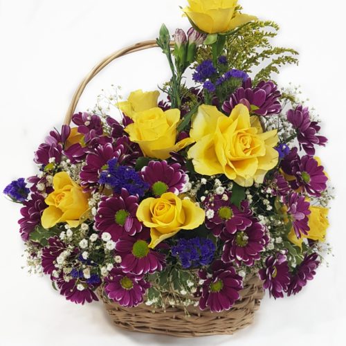 Flower Basket Roses Mix