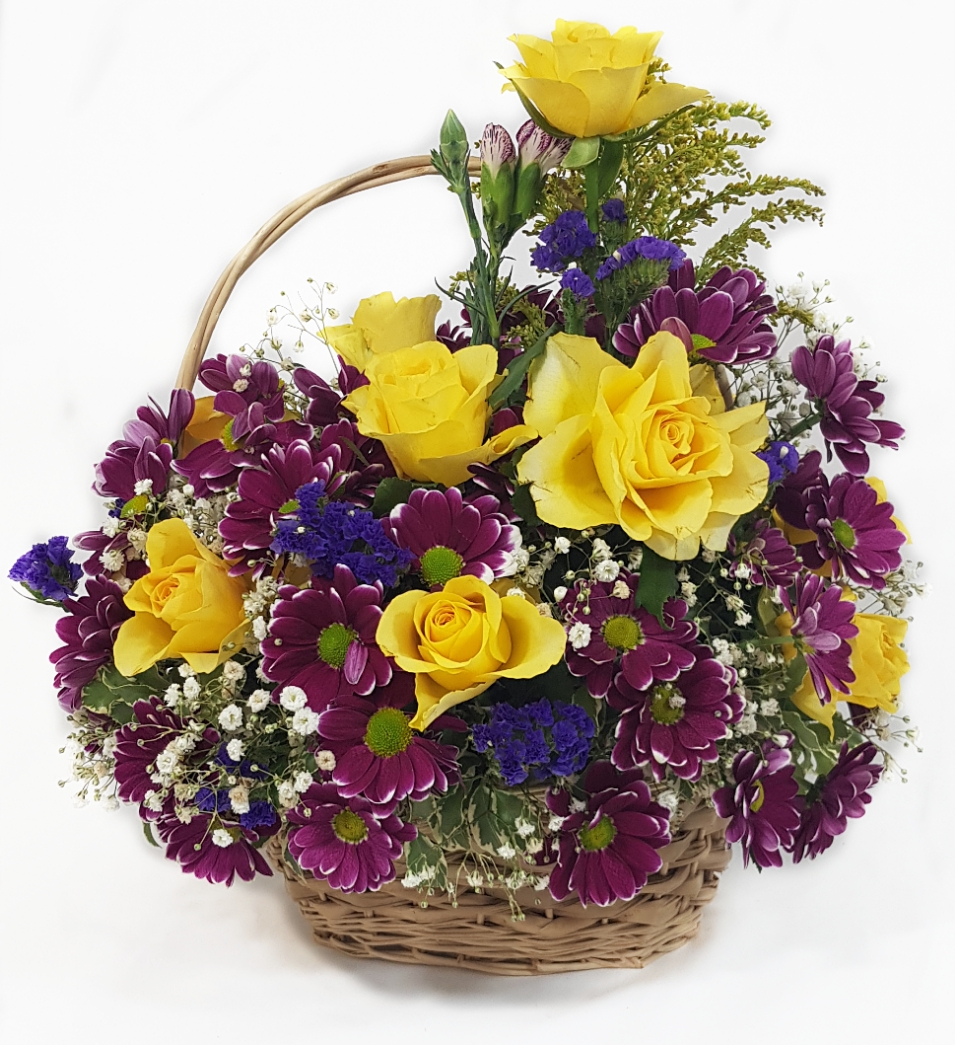 Flower Basket Roses Mix Flowerandballooncompany Com