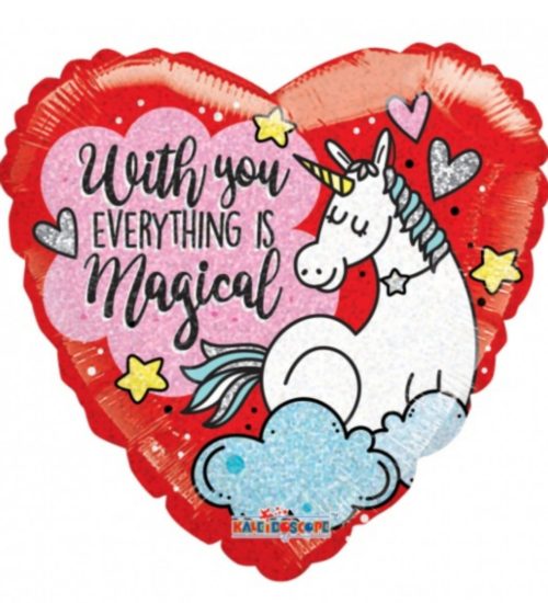 Red Foil Balloon with Unicorn