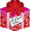 Gift Box shaped foil Balloon with I love you inscription