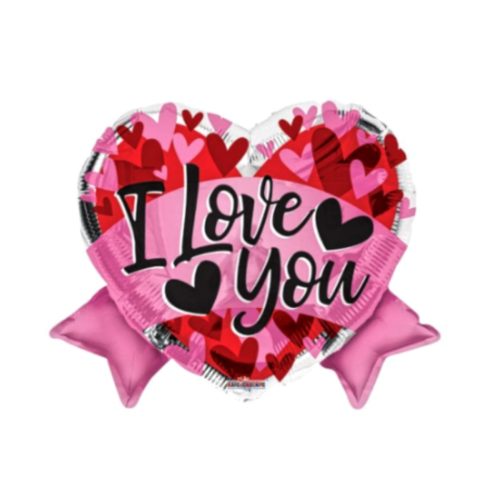 Foil balloon with Bow design and I love you inscription