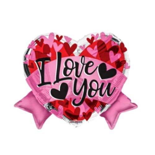 Foil balloon with Bow design and I love you inscription