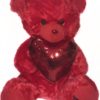 Red Teddy Bear holding a sequined heart