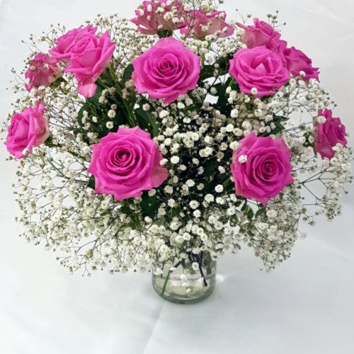 Pink Roses Vase- Candy Floss