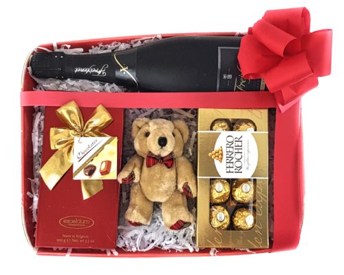 Christmas Hamper gift with Chocolates, Teddy and wine