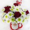 White and Red Flower Arrangement In a Mug
