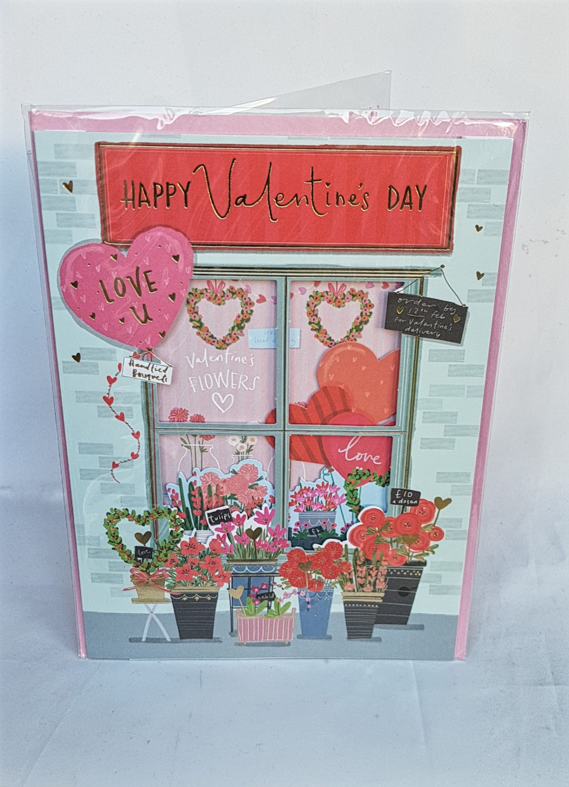 Happy Valentine's Day Card with Flower Shop Detail